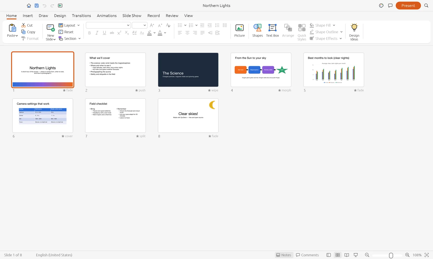 SynDeck's slide sorter showing every slide of the deck as a thumbnail.